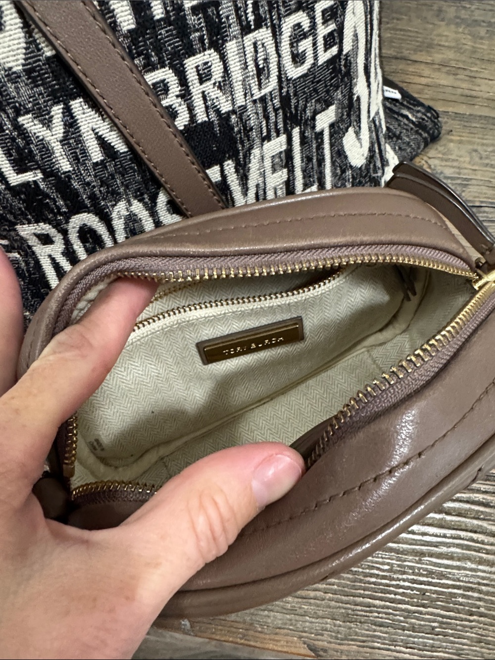 Tory Burch Taupe Quilted Leather Camera Crossbody with Gold Hardware - Picture 9 of 15
